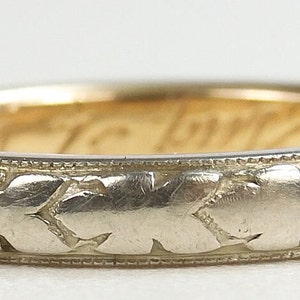 Antique 1904 Wedding Band 14K/18K Ring Size 5.75 UK-L 3.12 MM Wide Art Deco