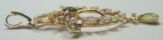 Antique Art NouVeau Peridot Seed Pearl Yellow Gol… - image 3