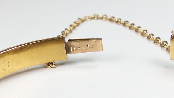 Antique Victorian Pearl Bangle Bracelet 16K/14K Y… - image 9