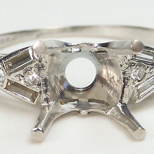 Antique 1920&#39;s Engagement Mounting Setting Hold 6.5MM-8.5MM Platinum es-718