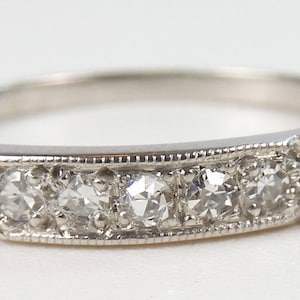 Antique Art Deco Vintage Diamond Wedding Band Platinum Ring Size 5.5 UK-K1/2 EGL USA Conflict Free Diamonds rhet-314
