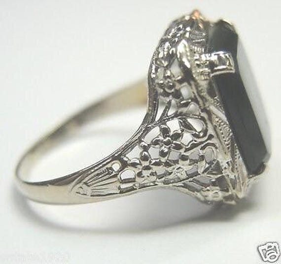 Antique Art Deco 1920's 10KW Gold Bloodstone Ring Size 6 UK-L1/2 View 2