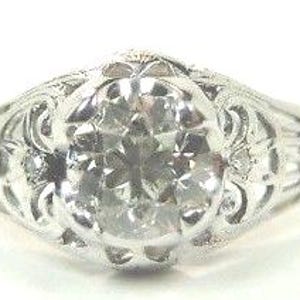Antique Art Deco Vintage Traub Diamond Engagement 18K White Gold Conflict Free | RE-1019
