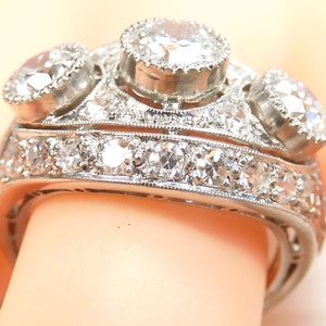 Antique Art Deco Vintage Diamond Engagement Platinum Ring Size - Etsy
