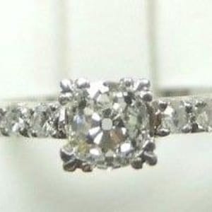 Antique Art Deco Vintage Diamond Platinum Engagement Ring Egl Usa Gem ID Card Appraisal incluido Finger Size 6 UK-L1/2 / 1032