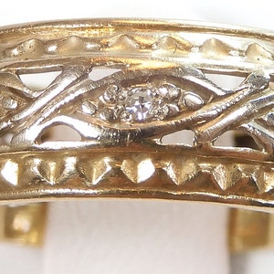 Antique Art Deco Vintage 14K Yellow White Wedding Eternity Band Ring Size 6 UK-L1/2 EGL USA Anniversary rget-141