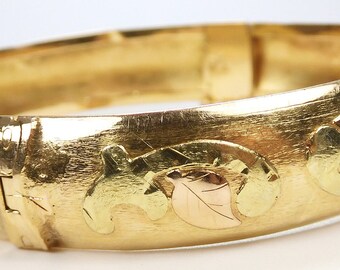 アンティーク 1920 年代 バングル ブレスレット 18K トライカラー 7 1