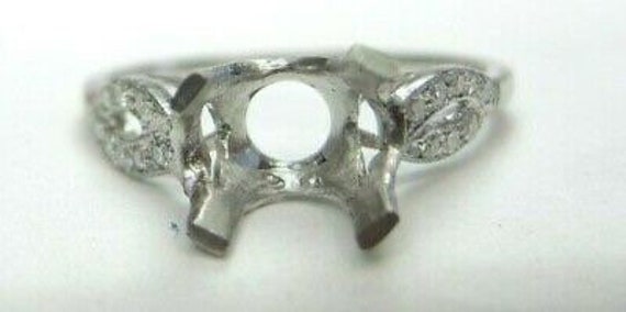 Antique Diamond Platinum Engagement Ring Setting … - image 1