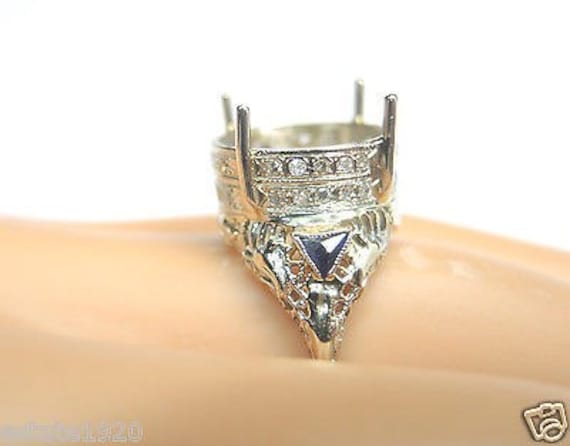 Antique Vintage Art Deco White Gold Engagement Ri… - image 3