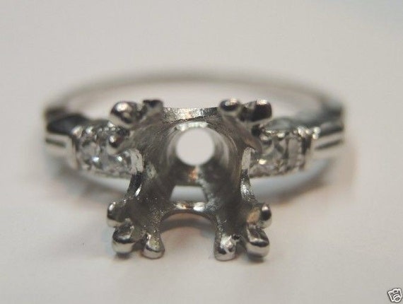 Antique Diamond Platinum Engagement Ring Setting … - image 1