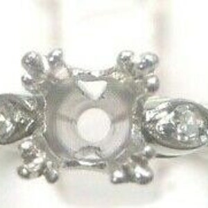 Antique Art Deco Vintage Setting Mounting Platinum Hold 6-6.5MM Rg Sz 5 |ES-490