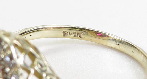 Antique Synthetic Ruby Diamond 14K Yellow Gold Ar… - image 6