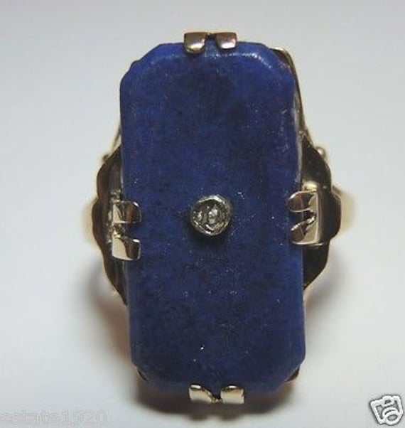 Antique Vintage Art Deco Lapis Lazuli Esemco Yello