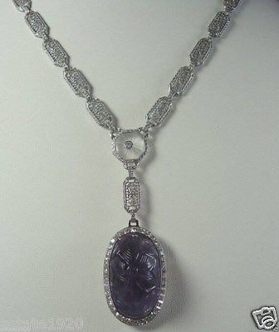 Antique Art Deco Vintage Amethyst Diamond Rock Cr… - image 3