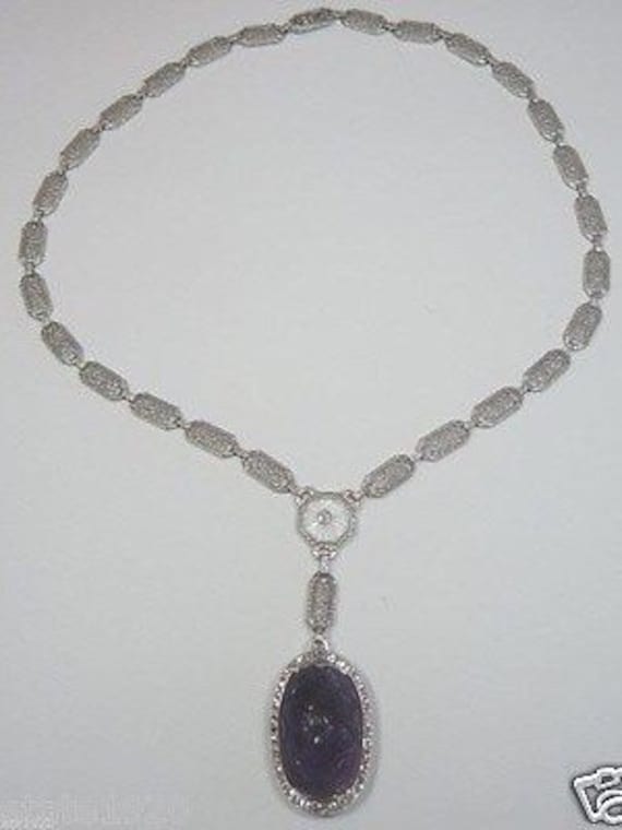 Antique Art Deco Vintage Amethyst Diamond Rock Cr… - image 2