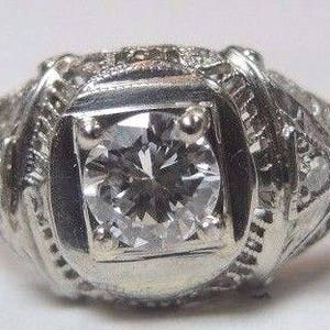 Antique Art Deco Diamond White Gold Engagement Ring | RE: 938