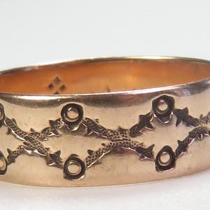 Victorian 1800&#39;s 10 Karat Rose Gold Ring Size 7.25 UK-O Width 6.68 MM Art Deco