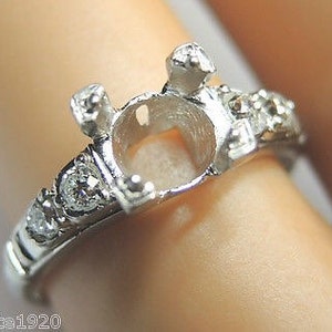 Antique Art Deco Diamond Platinum Engagement Ring Setting Mounting | Will Hold 5.5-6MM | Circa ~ 1930&#39;s  es-182
