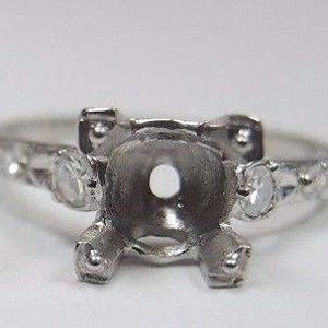 Vintage Antique Diamond Platinum Engagement Ring Setting |Will Hold 6.5-7MM| ES-244
