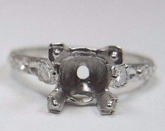 Vintage Diamante Diamante Platino Ajuste Anillo de Compromiso / Tendrá 6.5-7MM / ES-244