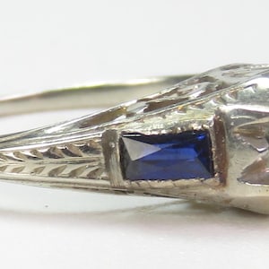 Antique Art Deco Vintage 18K White Gold Engagement Ring Setting Mounting Size 6.5 UK-M1/2 | Setting Will Hold~5 MM (.50 Ct) - 5.5MM (.65 Ct)