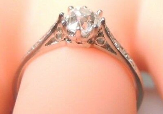 Antique Diamond Platinum Art Deco Engagement Ring… - image 7