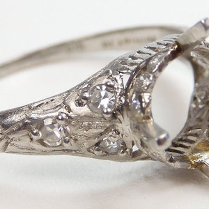 Antique Art Deco Engagement Mounting Mount Setting Platinum Hold 8-8.5MM Ring Size 5 UK-J1/2 ES-483