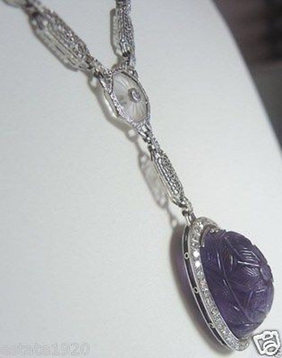 Antique Art Deco Vintage Amethyst Diamond Rock Cr… - image 4