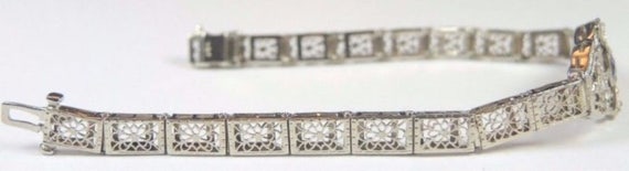 Art Deco Antique Vintage Diamond Filigree Bracele… - image 6