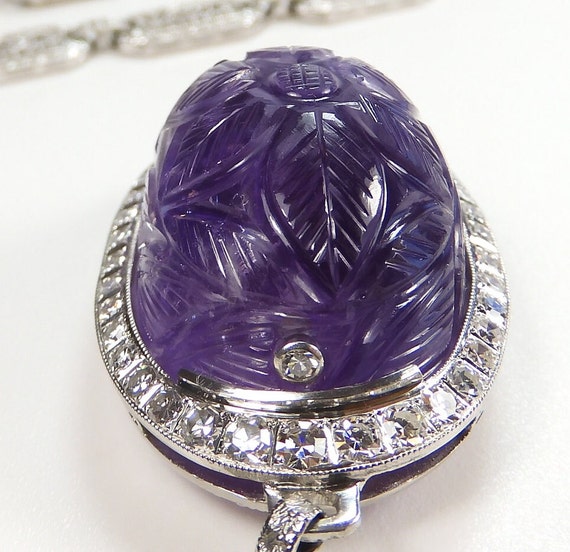 Antique Art Deco Vintage Amethyst Diamond Rock Cr… - image 9