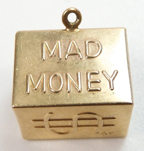 Antique Art Deco Vintage Mad Real Money Charm 14K… - image 2