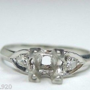 Antique Vintage Art Deco Platinum Engagement Ring Setting | Will Hold-5MM | ES-199