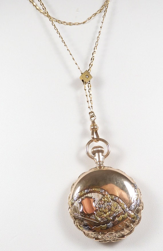 1898 14k WALTHAM 14k Antique 1898 Waltham Grade: Seaside pocket watch, 0s 15j  main image 2