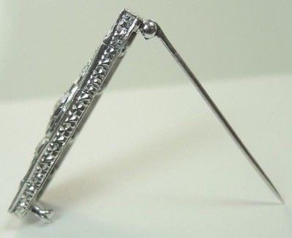 Antique Art Deco Vintage Diamond Brooch Pin  Plat… - image 4