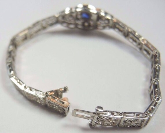 Art Deco Antique Vintage Diamond Filigree Bracele… - image 7