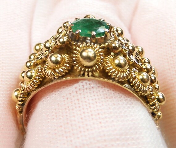 Antique Art Deco 1920's Colombian Emerald Ring Si… - image 7