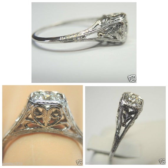 Antique Diamond Platinum Art Deco Engagement Ring - image 3