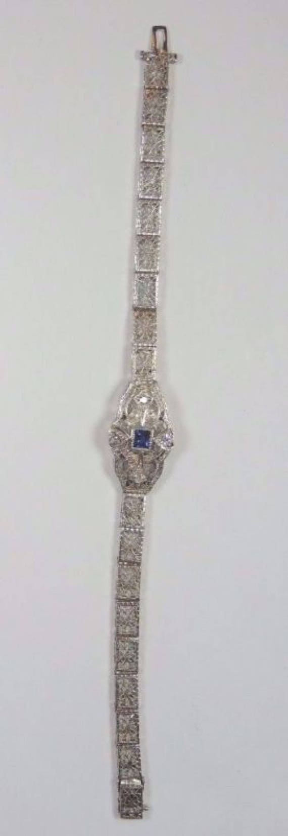 Art Deco Antique Vintage Diamond Filigree Bracele… - image 3