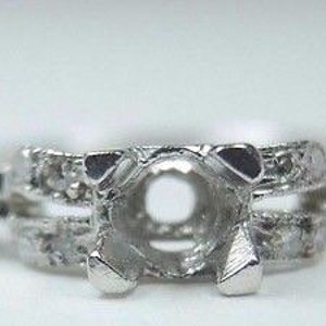 Antique Art Deco Vintage Platinum Engagement Ring Setting Mounting Mount Semi-Mount Ring Size 6.25  | Will Hold 4.5-5MM | ES-207