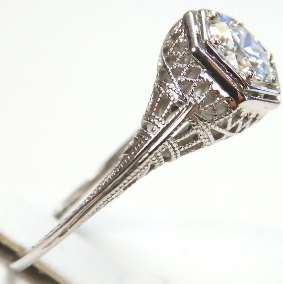 Antique 1920's Diamond Filigree Engagement Ring S… - image 3