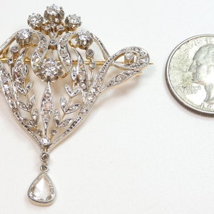 Edwardiaanse Art Deco Antieke Diamant Franse Broche Hanger Platina 18KY EGL USA 2.35CTTW