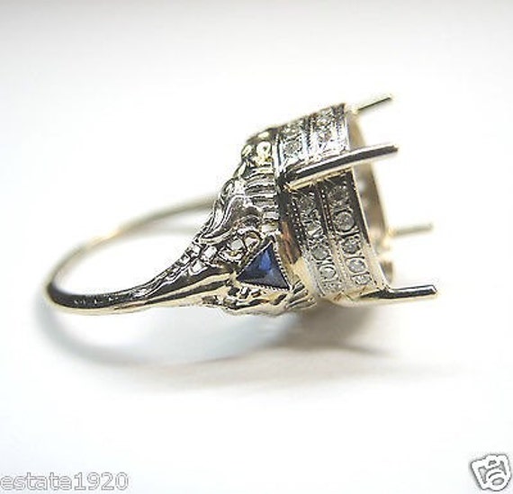 Antique Vintage Art Deco White Gold Engagement Ri… - image 2