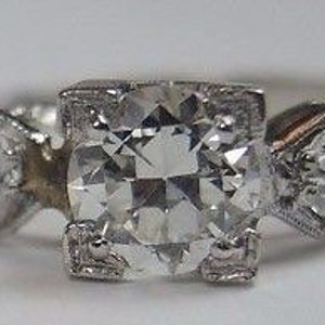 Antique Art Deco Vintage Diamond Platinum Engagement Ring Size 5.75 UK-L EGL USA Circa 1930&#39;s | Re-774