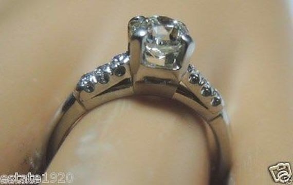 Antique Art Deco Diamond Platinum Engagement Ring… - image 3