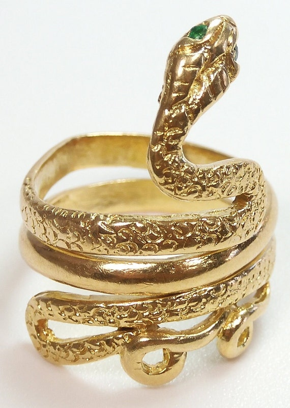 Antique Art Deco Vintage Cobra Snake Ring 18K Yell