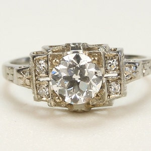 Antique Art Deco 1920's Diamond Engagement 18K White Gold EGL USA Ring Size 4.5