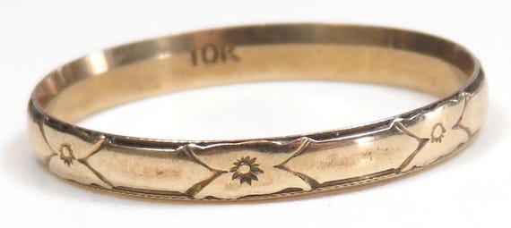 Antique Art Deco 1920's 10K Rose Gold Unisex Wedding Band Ring Size 9 UK-R1/2