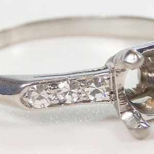 Antique Art Deco Vintage Mounting Setting Platinum Hold 6-6.5MM Ring Size 7 UK-N1/2 Circa 1930&#39;s Conflict Free Diamonds ES-691