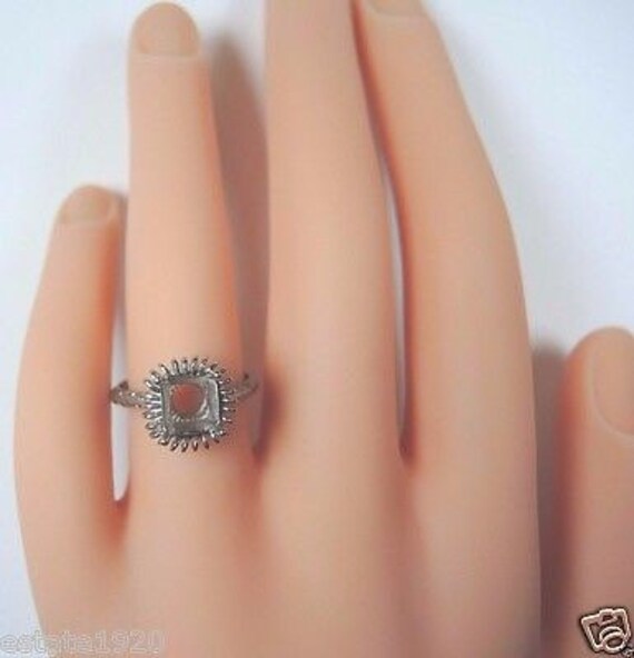 Antique Diamond White Gold Engagement Ring | Sett… - image 4