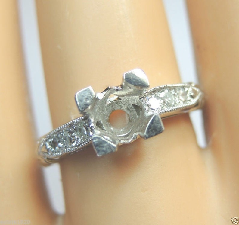 Antique Diamond Platinum Art Deco Engagement Ring Setting | Setting ...